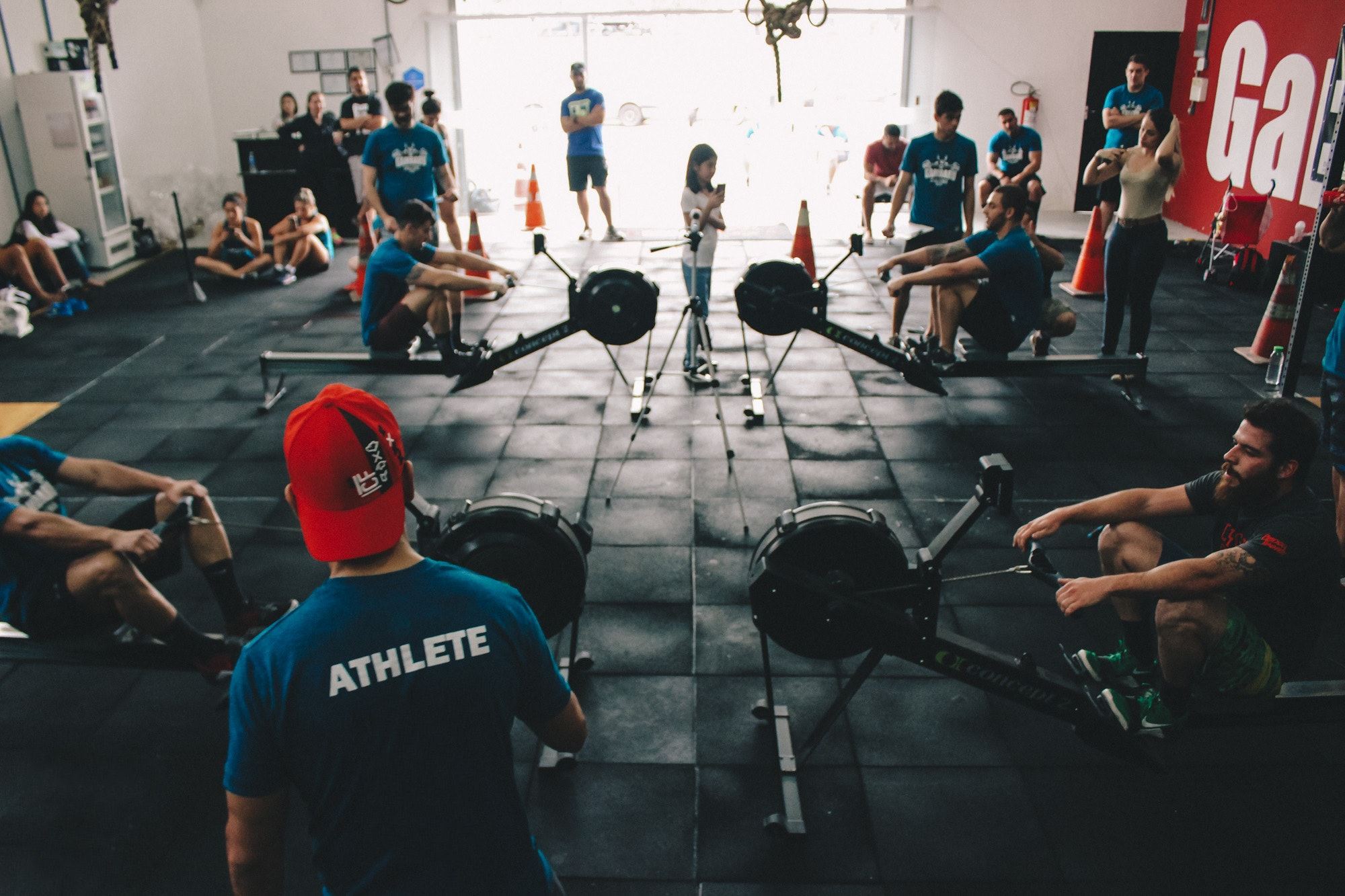 people working out in a gym